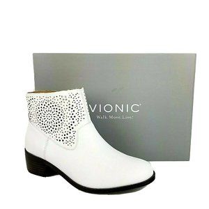 Vionic White Perforated Ankle Boots Booties 7-8.5